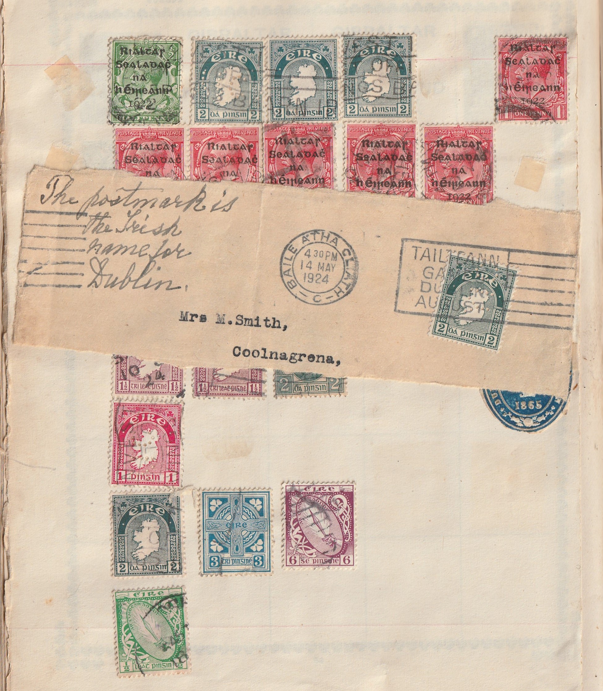 A page of Irish stamps from within the Stamp Collection.