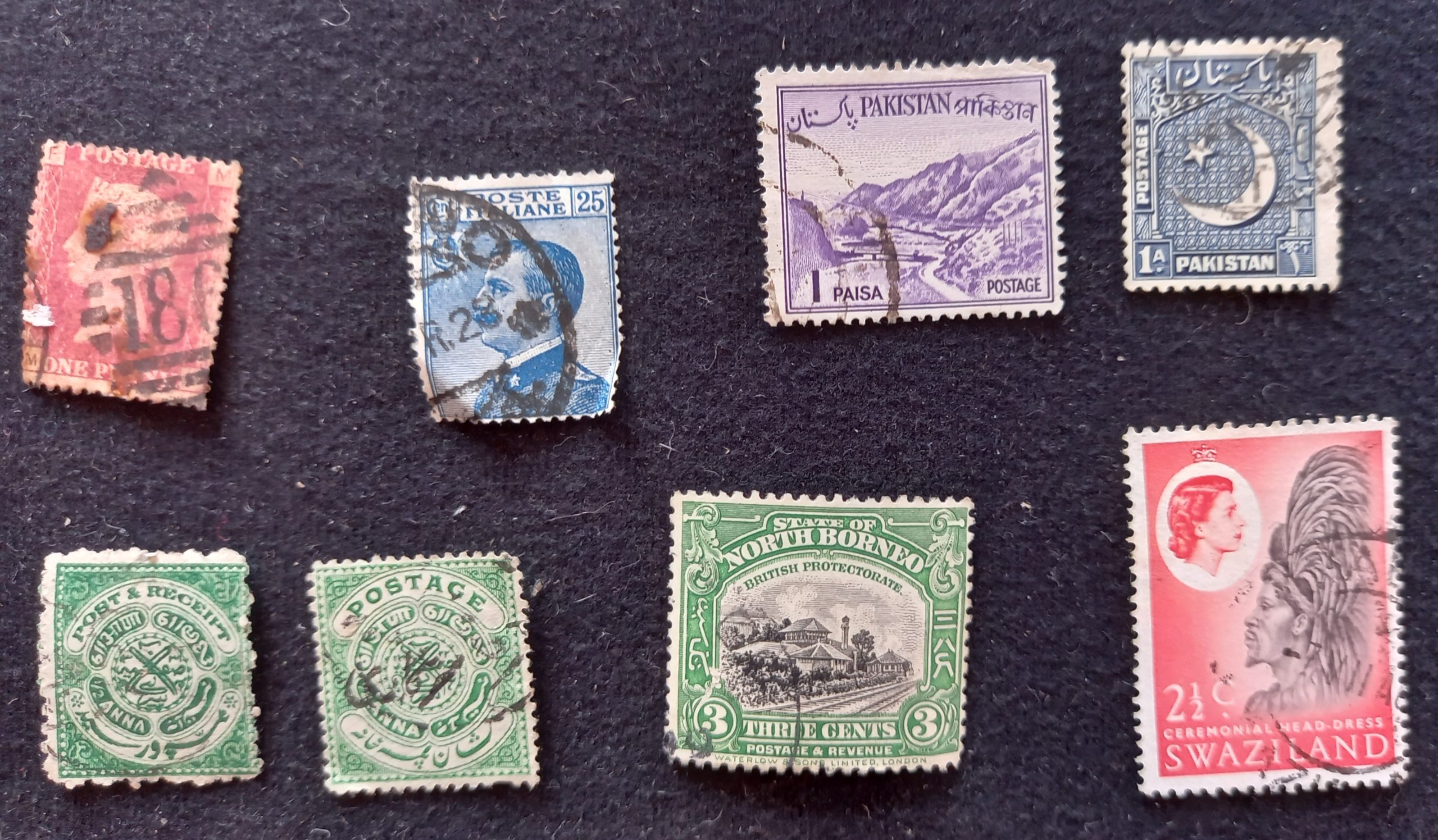 eight stamps from around the world